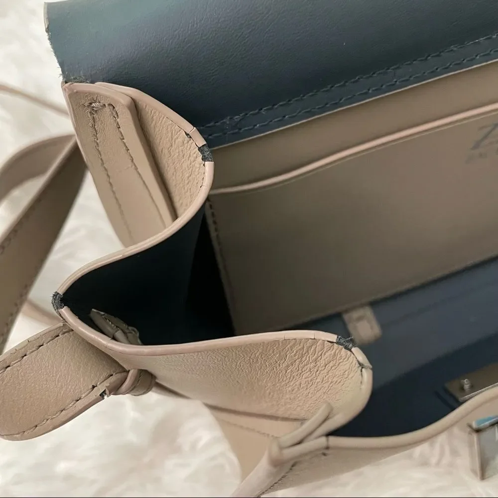 Zac Posen Eartha Iconic Saddle Shoulder/ Crossbody Bag - Beige sz small - Picture 14 of 16